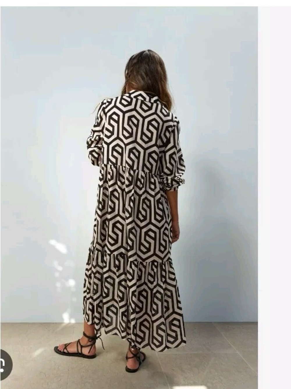 Zara Black & White Geometric Dress - Picture 4 of 8